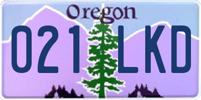 OR license plate 021LKD