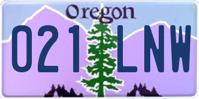 OR license plate 021LNW