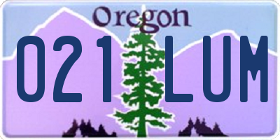 OR license plate 021LUM