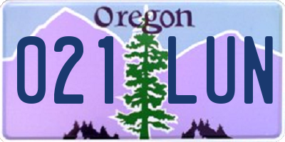 OR license plate 021LUN