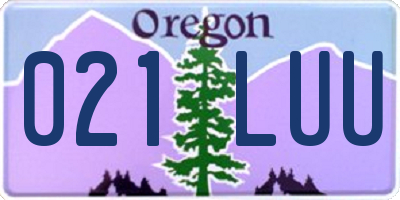 OR license plate 021LUU