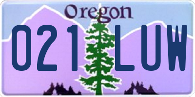OR license plate 021LUW