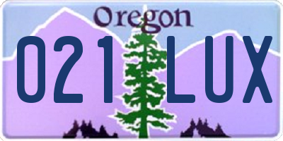 OR license plate 021LUX
