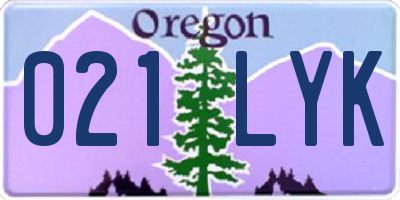 OR license plate 021LYK