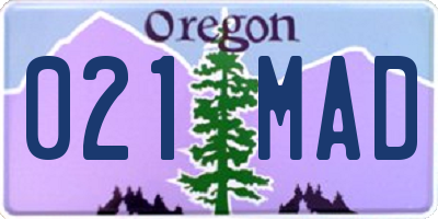 OR license plate 021MAD