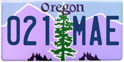 OR license plate 021MAE