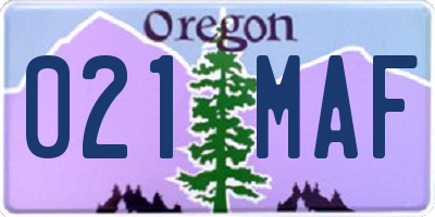 OR license plate 021MAF