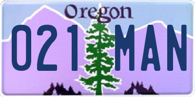 OR license plate 021MAN