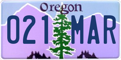 OR license plate 021MAR