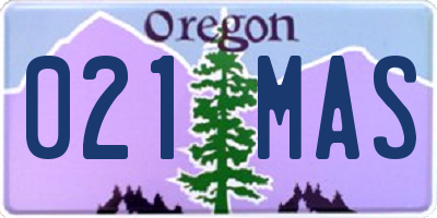 OR license plate 021MAS