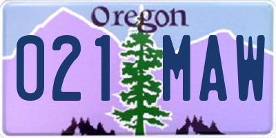 OR license plate 021MAW