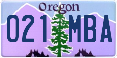 OR license plate 021MBA