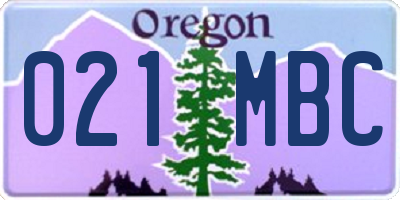 OR license plate 021MBC