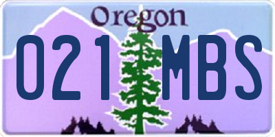 OR license plate 021MBS