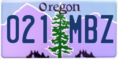 OR license plate 021MBZ