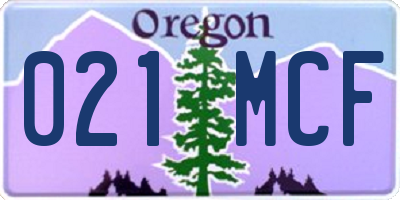 OR license plate 021MCF