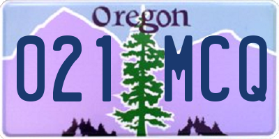 OR license plate 021MCQ