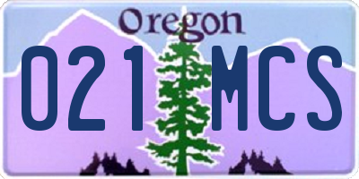 OR license plate 021MCS