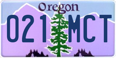 OR license plate 021MCT