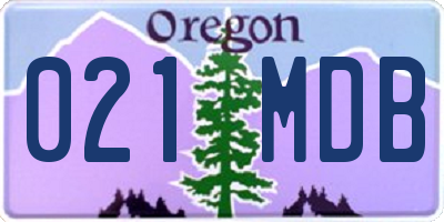 OR license plate 021MDB