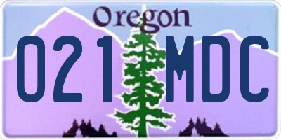 OR license plate 021MDC