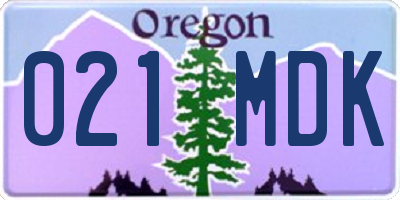 OR license plate 021MDK