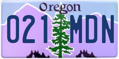 OR license plate 021MDN