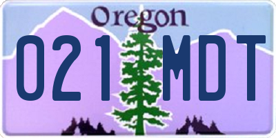 OR license plate 021MDT