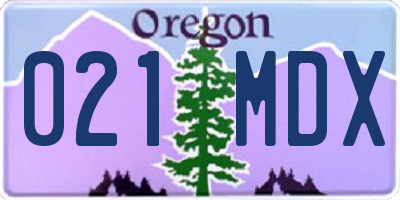 OR license plate 021MDX