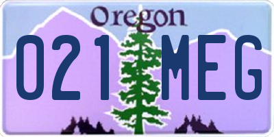 OR license plate 021MEG