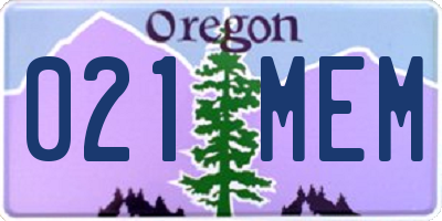 OR license plate 021MEM