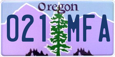 OR license plate 021MFA