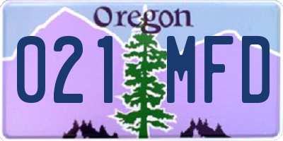 OR license plate 021MFD