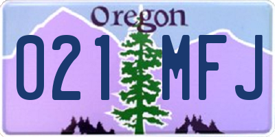 OR license plate 021MFJ