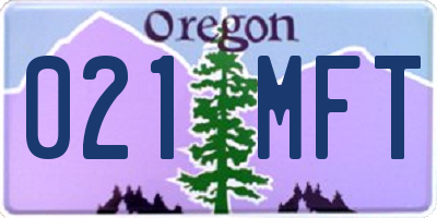 OR license plate 021MFT