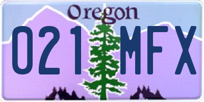 OR license plate 021MFX