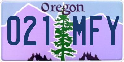 OR license plate 021MFY