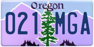 OR license plate 021MGA