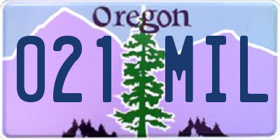 OR license plate 021MIL