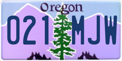 OR license plate 021MJW