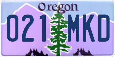 OR license plate 021MKD