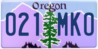OR license plate 021MKO