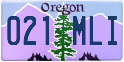 OR license plate 021MLI