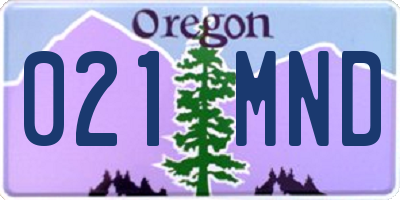 OR license plate 021MND