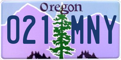 OR license plate 021MNY
