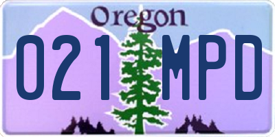 OR license plate 021MPD