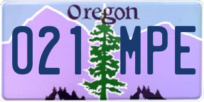 OR license plate 021MPE
