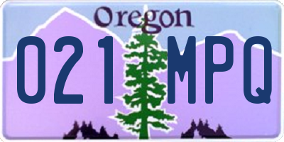 OR license plate 021MPQ