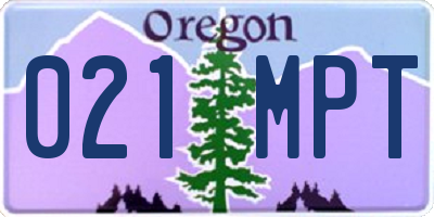 OR license plate 021MPT