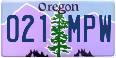 OR license plate 021MPW